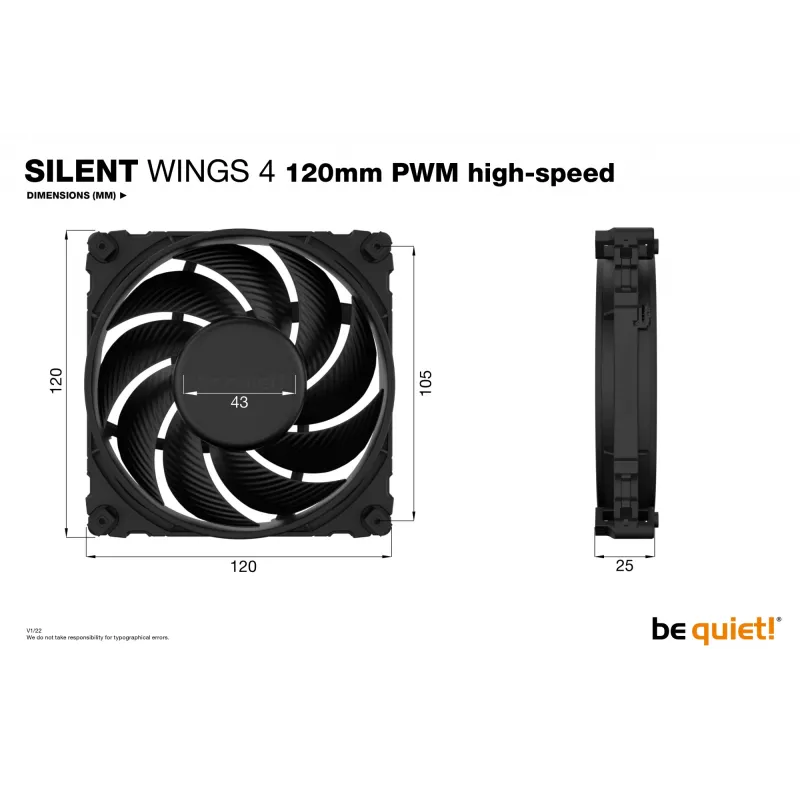 be quiet SILENT WINGS 4 | 120mm PWM high-speed arvuti korpuse ventilaator 12 cm must 1 tk