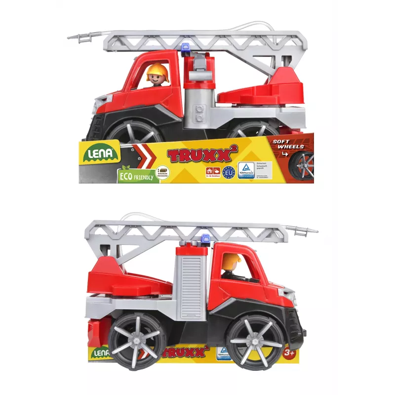 Lena TRUXX SM04535, tuletõrjeauto, 2 a, kumm, teras, hall, punane