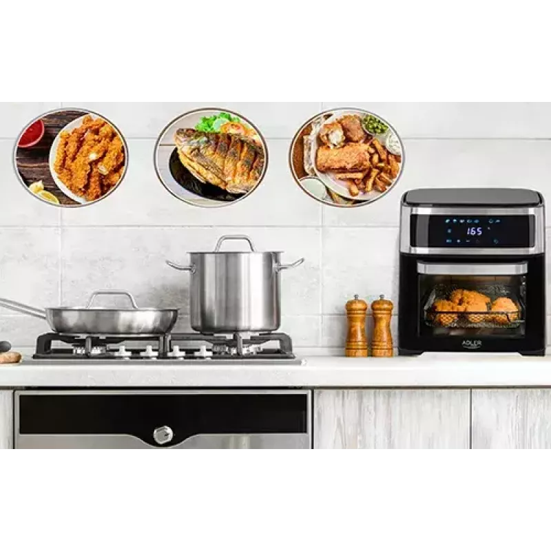 Kuumaõhufritüürahi Adler AD 6309 13 L 2500 W Must/Hõbedane, puutetundlik juhtimine, röstimisvarras