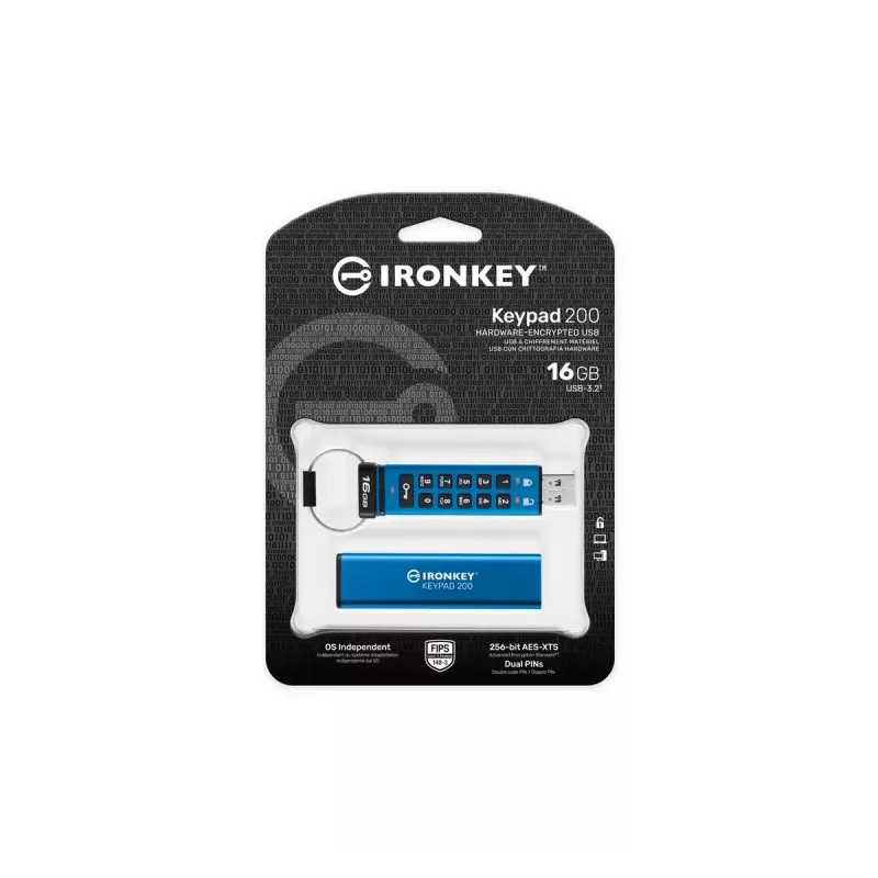 USB-mälupulk Kingston 16GB USB Type-A IronKey Keypad 200
