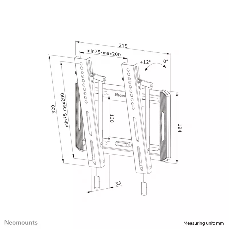 Seinakinnitus Neomounts WL35-550BL12 Max 40kg 24-55 tolli must