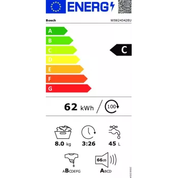 Bosch Serie 6 WIW24342EU pesumasin, eestlaadiv, 8 kg, 1200 p/min, valge