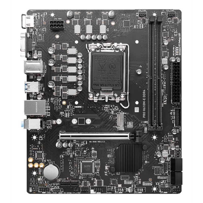 Emaplaat MSI PRO H610M-E DDR4 LGA 1700 micro ATX, Intel H610, 2x DDR4 DIMM, max 64 GB, M.2, 4x SATA III, HDMI 2.1