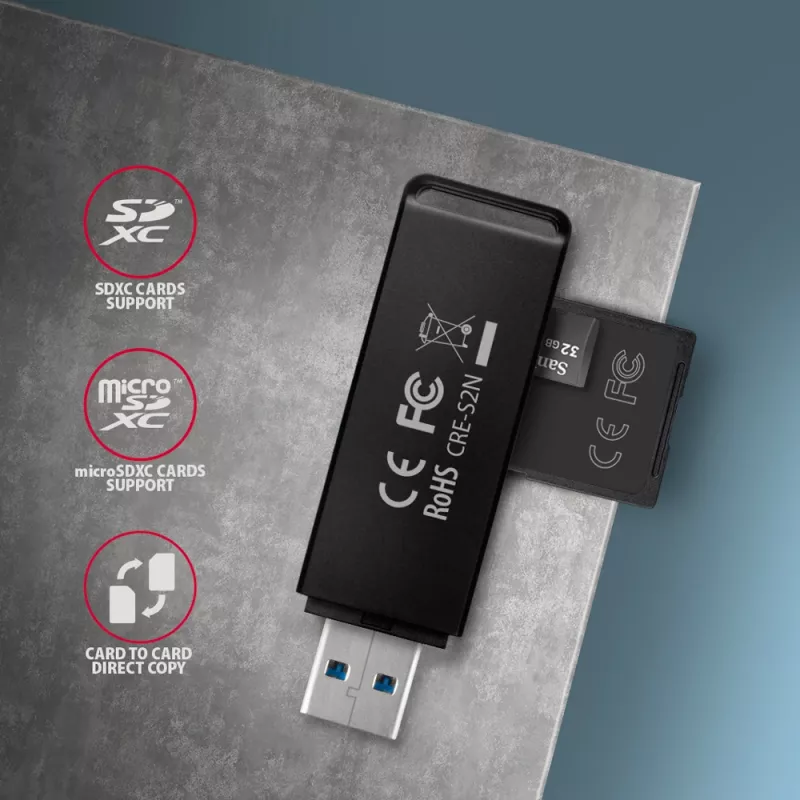 Card Reader Axagon CRE-S2N USB 3.2 Gen 1 Type-A Must