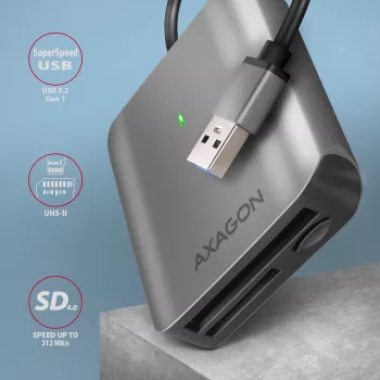 Axagon CRE-S3 väline USB-A 3.2 Gen 1 3-pesaline ja LUN SD/microSD/CF kaardilugeja USB 3.2 Gen 1 (3.1 Gen 1) Type-A hall