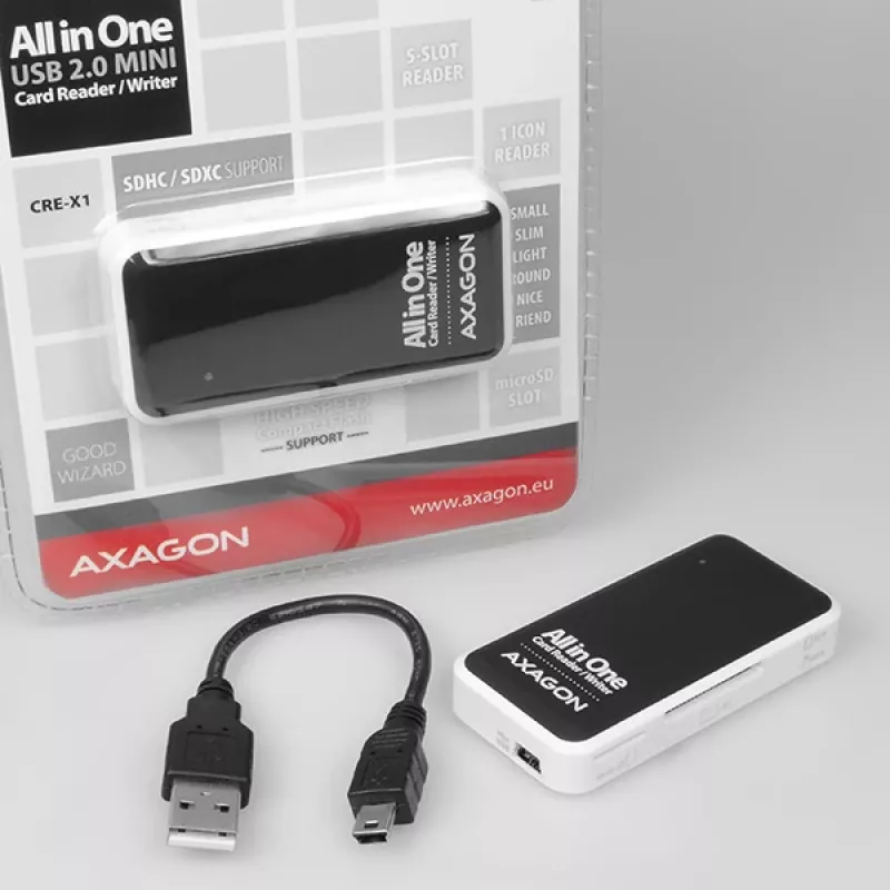 Axagon CRE-X1 väline 5-pesaline mälukaardilugeja