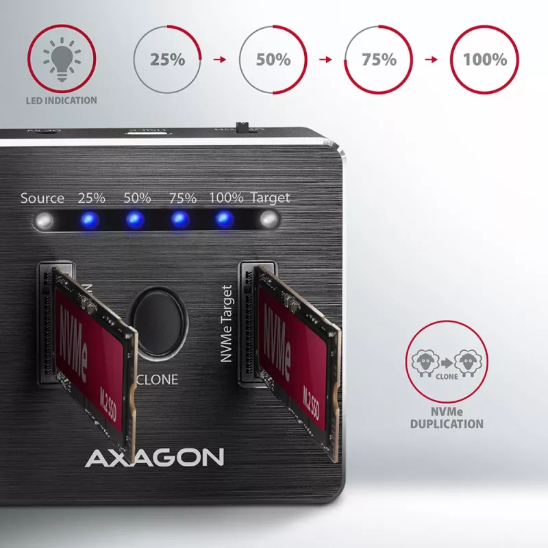 Axagon ADSA-M2C SuperSpeed USB-C 10Gbps kahe M.2 NVMe dokk