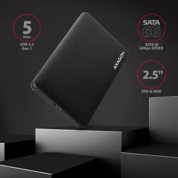Axagon EE25-SL Kruvideta USB 3.2 Gen 1 - SATA 6G väline karp 2,5-tollisele SSD/HDD-le