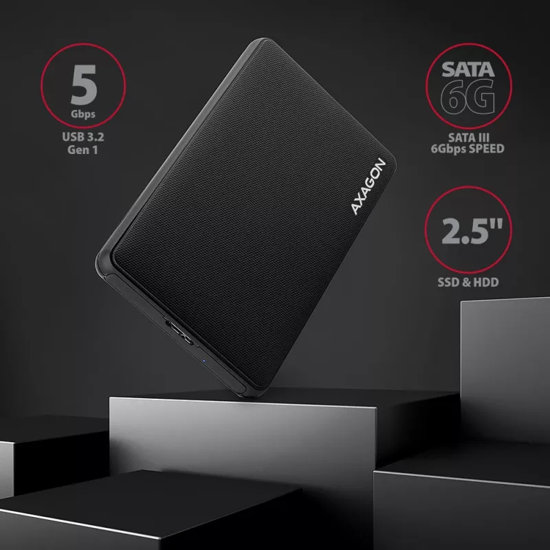 Axagon EE25-SL Kruvideta USB 3.2 Gen 1 - SATA 6G väline karp 2,5-tollisele SSD/HDD-le