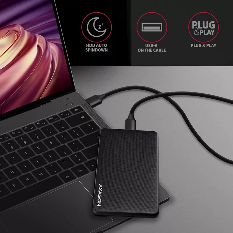 Axagon EE25-SL Kruvideta USB 3.2 Gen 1 - SATA 6G väline karp 2,5-tollisele SSD/HDD-le