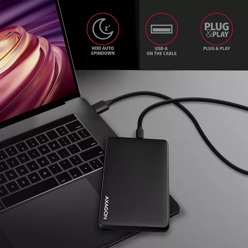 Axagon EE25-SLC Kruvivaba USB-C 3.2 Gen 1 - SATA 6G väline karp 2,5-tollisele SSD/HDD-le
