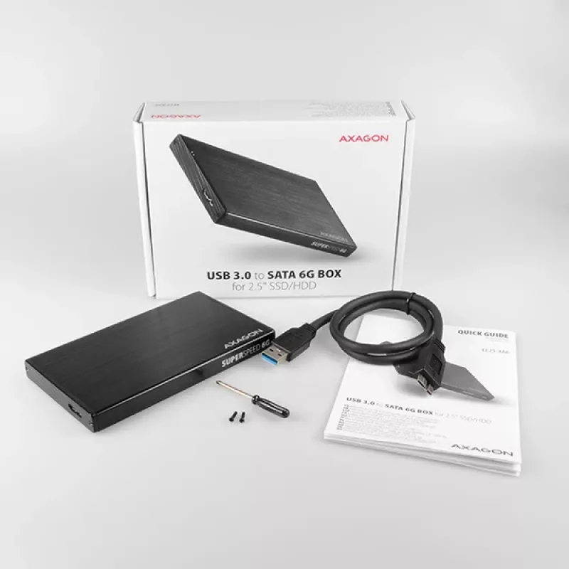 Axagon EE25-XA6 kompaktne alumiiniumist USB 3.2 Gen 1 - SATA 6G väline karp 2,5-tollisele SSD/HDD-le