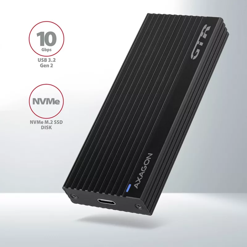 Axagon EEM2-GTR väline USB-C 3.2 Gen 2 metallkast M.2 NVMe SSD-dele