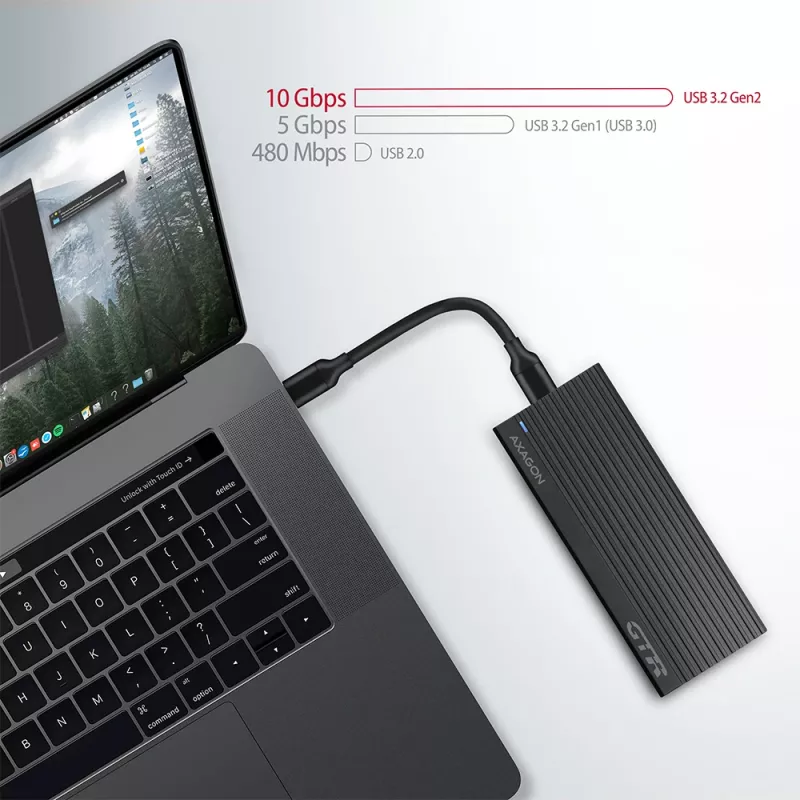 Axagon EEM2-GTR väline USB-C 3.2 Gen 2 metallkast M.2 NVMe SSD-dele