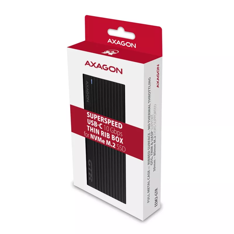 Axagon EEM2-GTR väline USB-C 3.2 Gen 2 metallkast M.2 NVMe SSD-dele