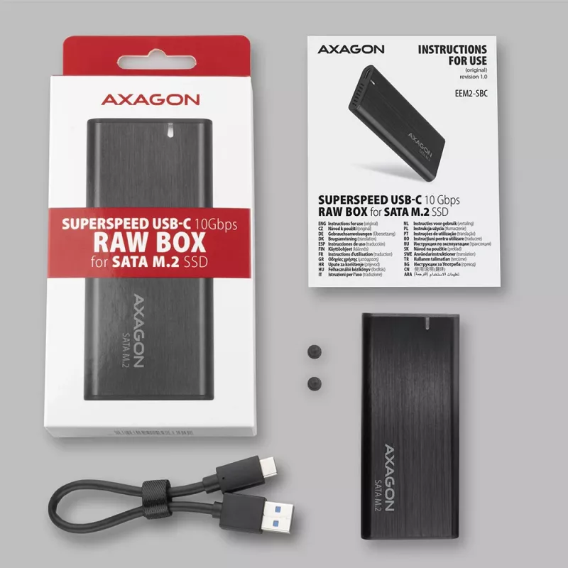 SSD korpus Axagon EEM2-SBC USB-C 3.2 Gen 2 Must M.2