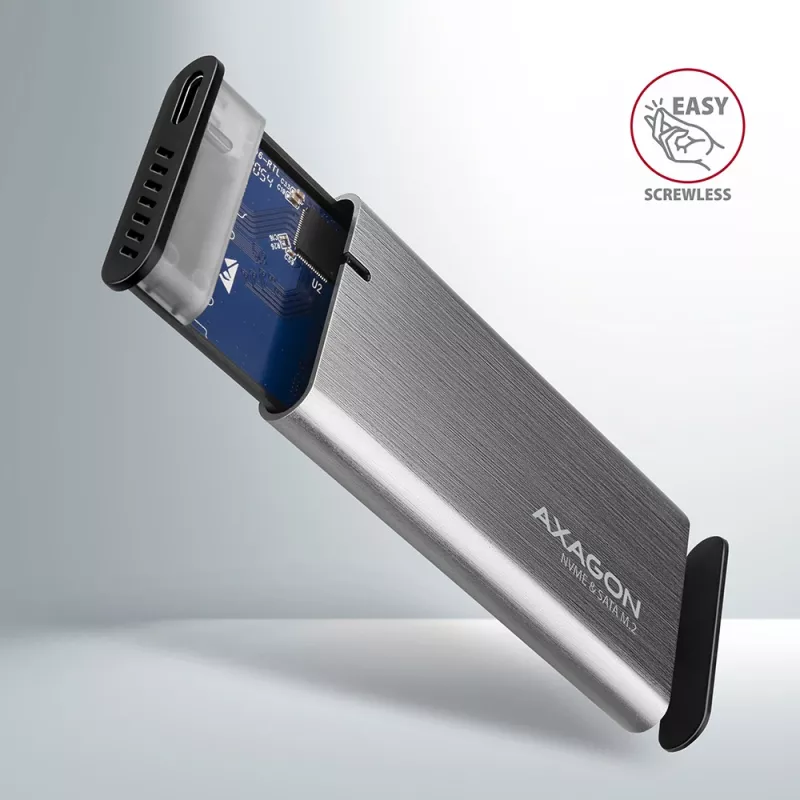 Axagon EEM2-SG2 SuperSpeed+ USB-C – M.2 NVMe ja SATA SSD RAW karp