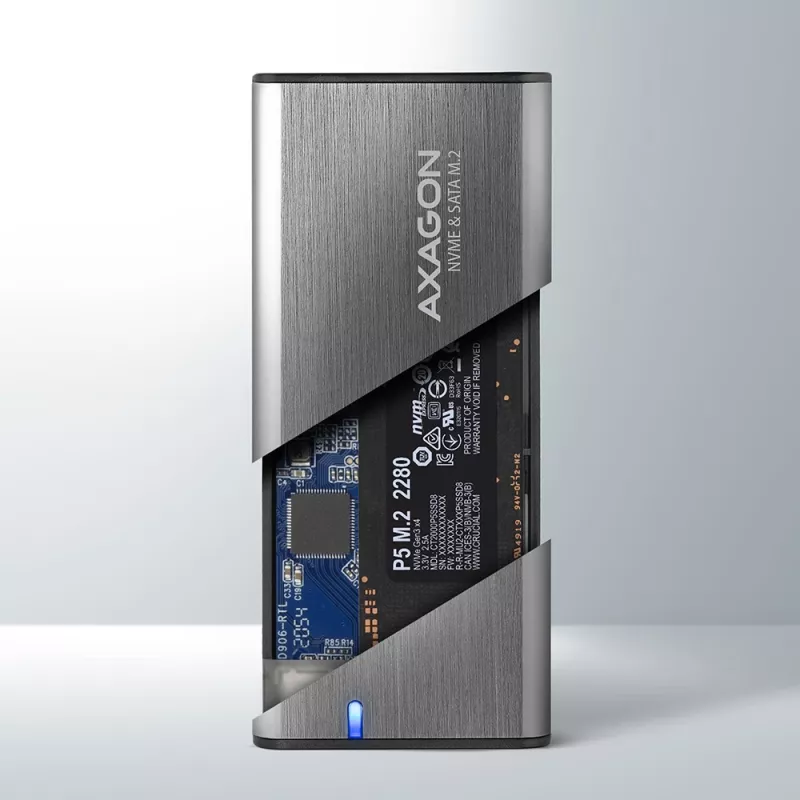 Axagon EEM2-SG2 SuperSpeed+ USB-C – M.2 NVMe ja SATA SSD RAW karp