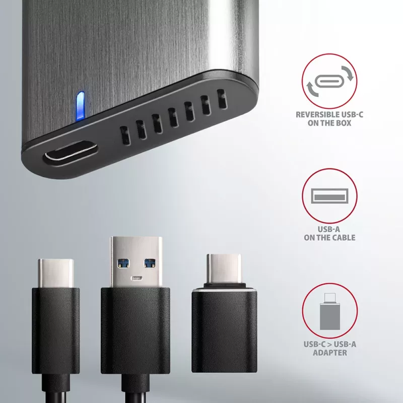 Axagon EEM2-SG2 SuperSpeed+ USB-C – M.2 NVMe ja SATA SSD RAW karp