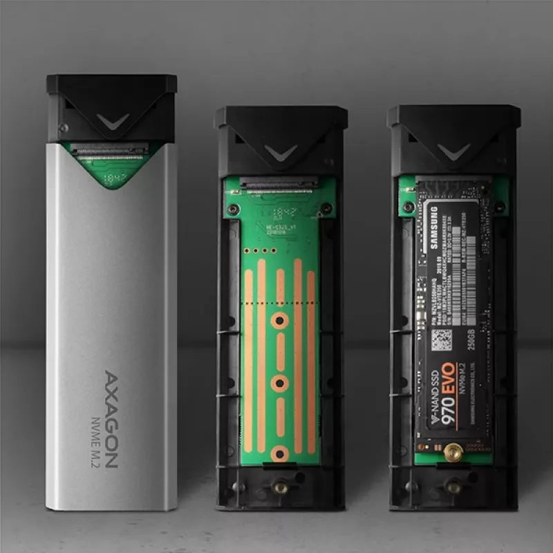 Axagon EEM2-UG2 väline USB-C 10Gbps metallkarp M.2 NVMe SSD-ketastele. Hõbedane