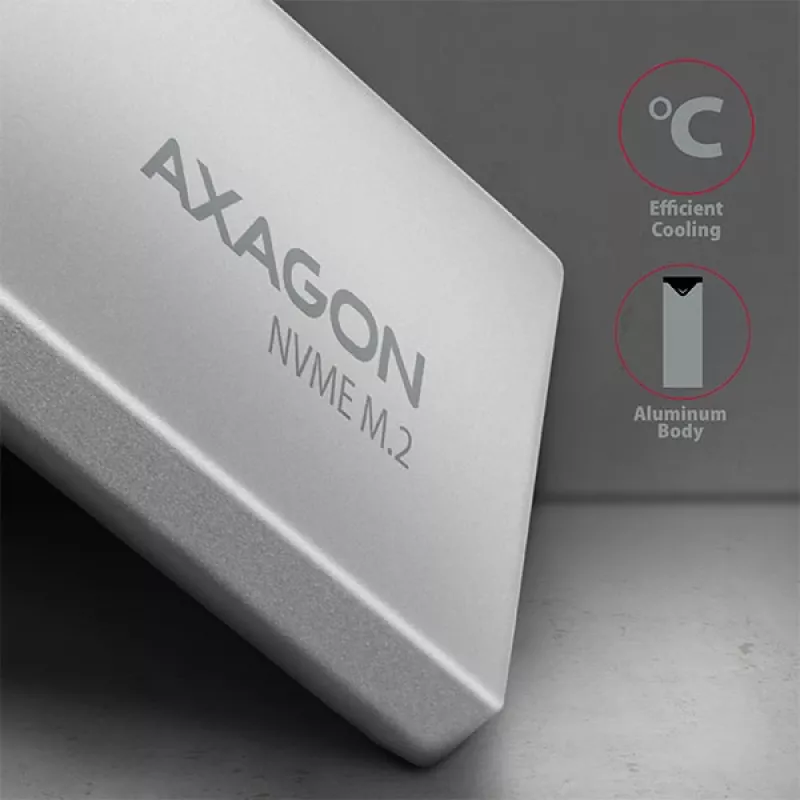 Axagon EEM2-UG2 väline USB-C 10Gbps metallkarp M.2 NVMe SSD-ketastele. Hõbedane