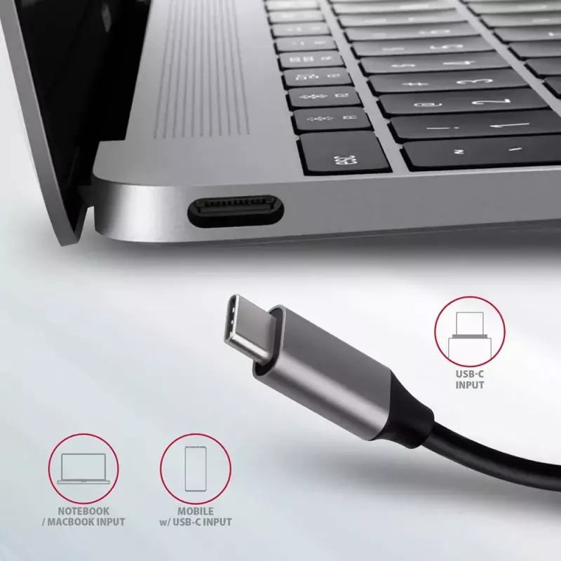 Axagon HMC-6M2 USB 3.2 Gen 1 jaotur, 2x USB-A, HDMI, RJ-45, SATA M.2, PD 100W, USB-C kaabel