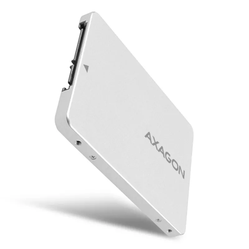Axagon RSS-M2SD SATA - M.2 SATA SSD, sisemine 2,5-tolline ALU korpus, hõbedane