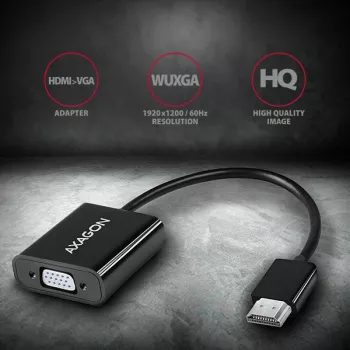Axagon RVH-VGAN HDMI -> VGA adapter FullHD, 1920x1200, heli VÄLJUND, toite SISEND
