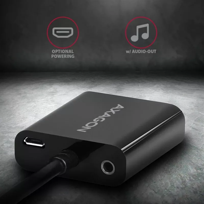 Axagon RVH-VGAN HDMI -> VGA adapter FullHD, 1920x1200, heli VÄLJUND, toite SISEND