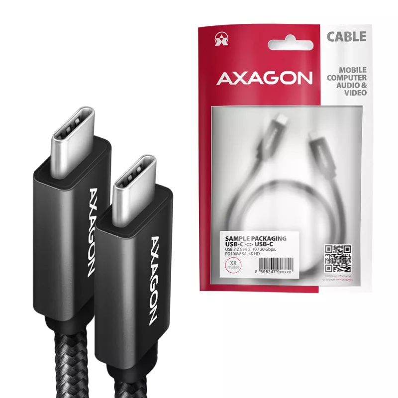Axagon BUCM32-CM20AB SPEED+ USB-C USB 20Gbps/100W kaabel 2 m