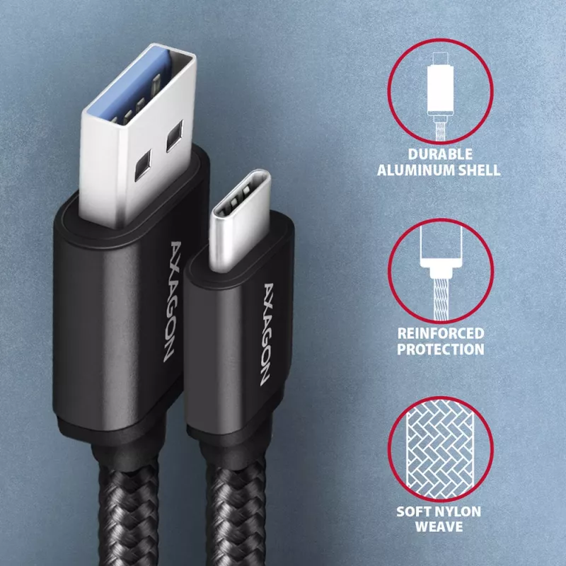 Axagon BUCM3-AM20AB SPEED USB-C <> USB-A 3.2 Gen 1 kaabel 2 m
