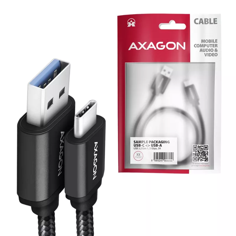 Axagon BUCM3-AM20AB SPEED USB-C <> USB-A 3.2 Gen 1 kaabel 2 m