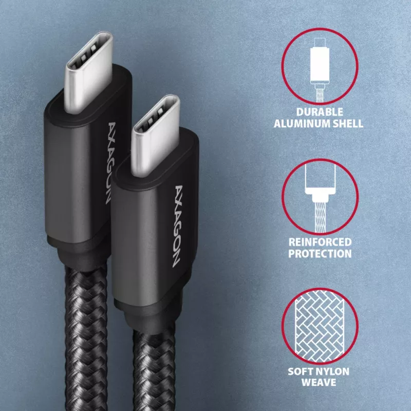 Axagon BUCM3-CM20AB SPEED USB-C <> USB-C 3.2 Gen 1 kaabel 2 m