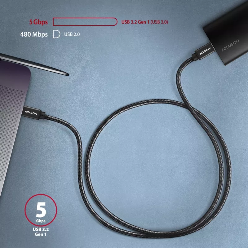 Axagon BUCM3-CM20AB SPEED USB-C <> USB-C 3.2 Gen 1 kaabel 2 m