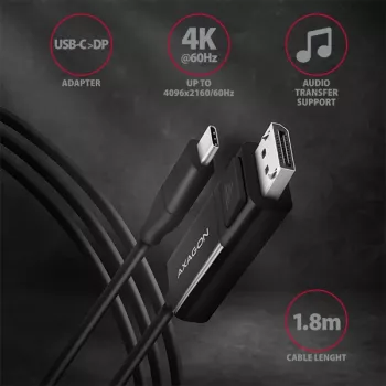 Axagon RVC-DPC USB-C -> DisplayPort kaabel 1,8 m 4K/60Hz