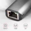 2,5 Gigabit Etherneti adapter AXAGON ADE-25R — USB Type-C, 10/100/1000/2500 Mbit, 5000 Mbit/s, alumiinium, hall