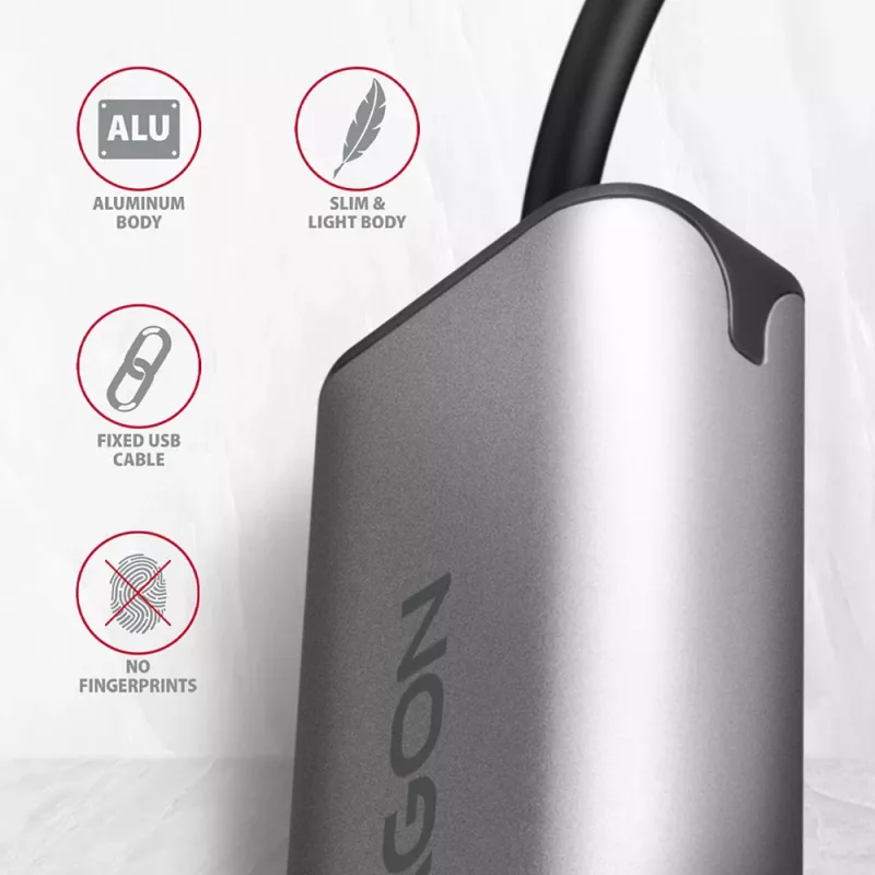 2,5 Gigabit Etherneti adapter AXAGON ADE-25R — USB Type-C, 10/100/1000/2500 Mbit, 5000 Mbit/s, alumiinium, hall