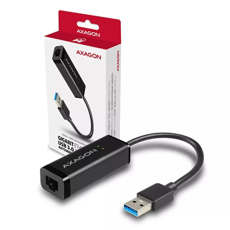 Axagon ADE-SR USB-A gigabit Etherneti adapter, juhtmega, USB, Ethernet, 1000 Mbit/s, must