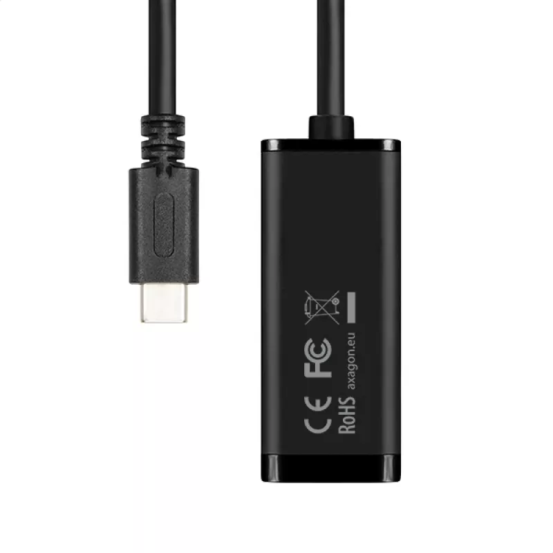 Axagon ADE-SRC USB-C gigabit Etherneti adapter, juhtmega, USB Type-C, Ethernet, 1000 Mbit/s, must