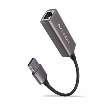 AXAGON USB 3.2 Gen 1 Type-A Gigabit Ethernet adapter ADE-TR — 10/100/1000 Mbps, metallist titaanhall, 5000 Mbit/s