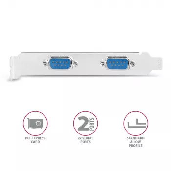 Axagon PCEA-S2N PCIe - 2 jadaportiga 250 kbps adapter SP ja LP-ga