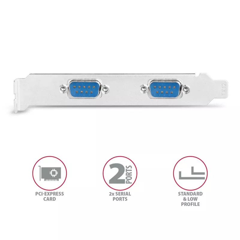 Axagon PCEA-S2N PCIe - 2 jadaportiga 250 kbps adapter SP ja LP-ga