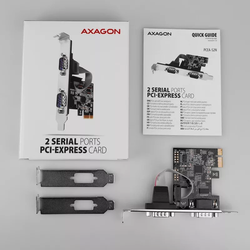 Axagon PCEA-S2N PCIe - 2 jadaportiga 250 kbps adapter SP ja LP-ga
