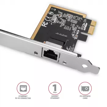 Axagon PCEE-GRF PCIe - Gigabit Ethernet adapter Realtek 8111F koos standardse ja madala profiiliga kronsteiniga