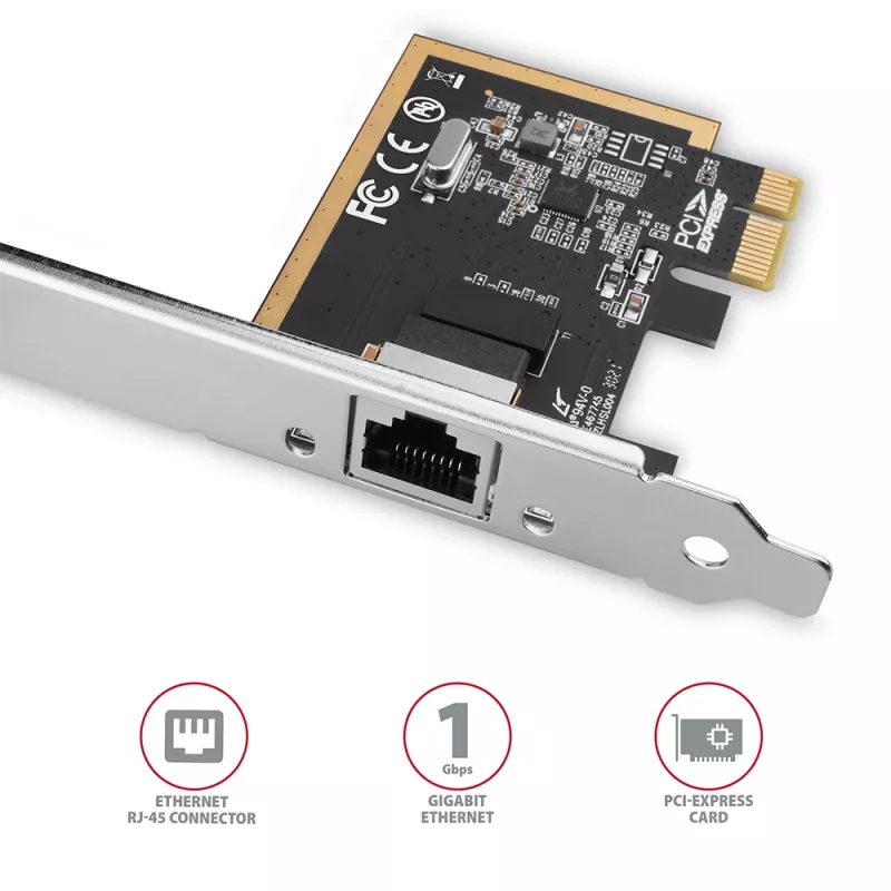 Axagon PCEE-GRF PCIe - Gigabit Ethernet adapter Realtek 8111F koos standardse ja madala profiiliga kronsteiniga