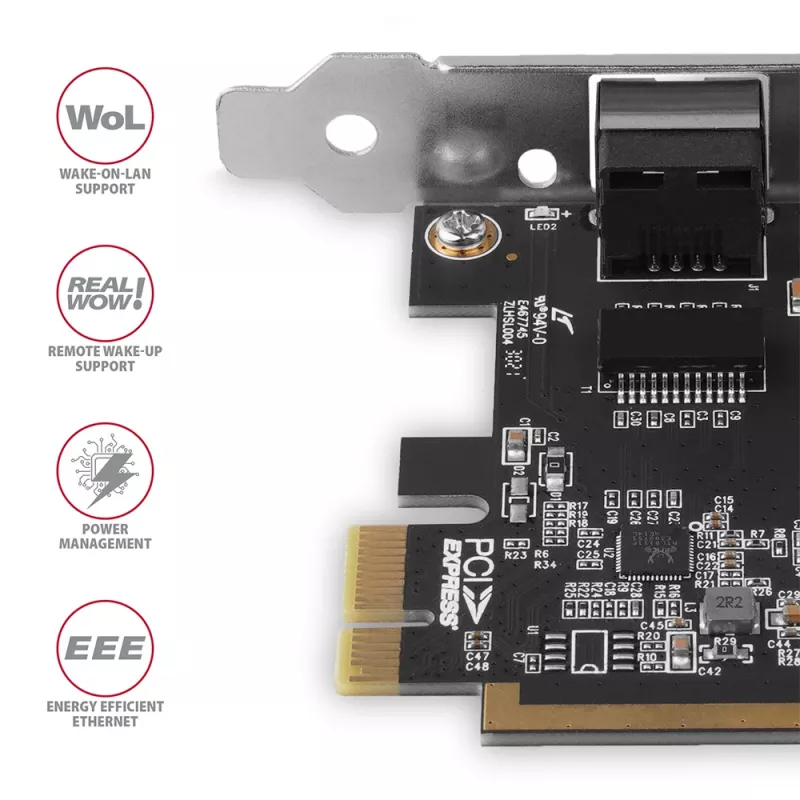 Axagon PCEE-GRF PCIe - Gigabit Ethernet adapter Realtek 8111F koos standardse ja madala profiiliga kronsteiniga