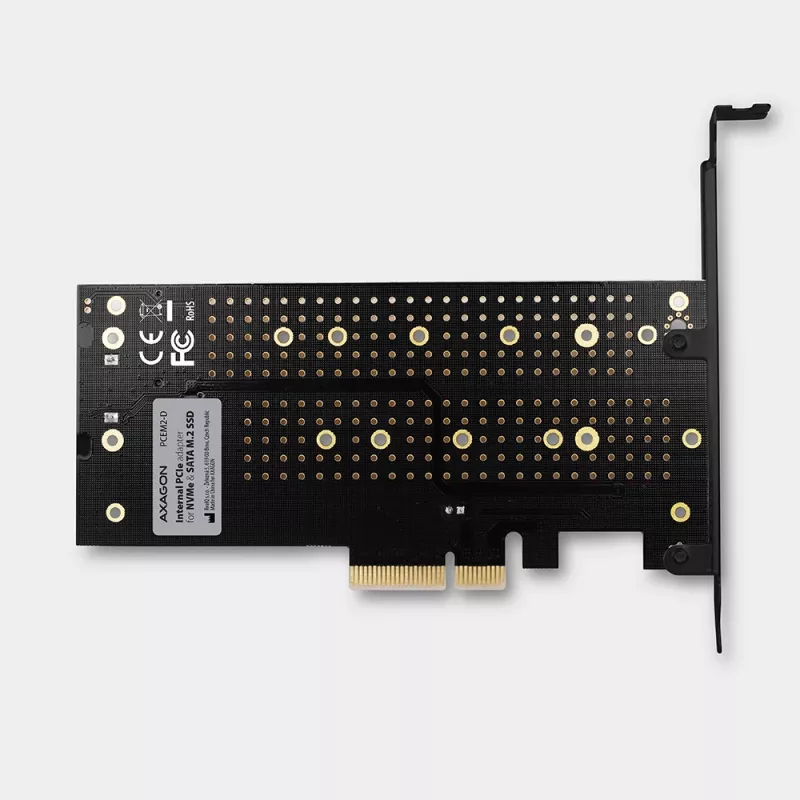 Axagon PCEM2-D PCIe x4 - M.2 NVMe M-võti + SATA B-võti pesa adapter koos SP ja LP-ga