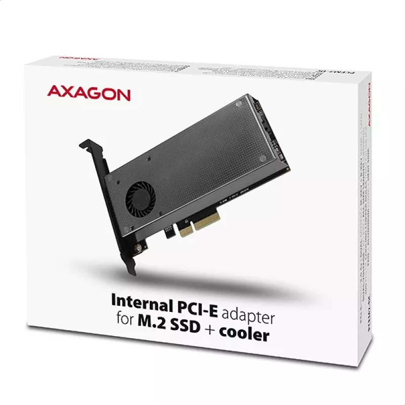 Axagon PCEM2-DC PCIe x4 - M.2 NVMe M-võti + SATA B-võti pesa adapter jahutiga, SP ja LP