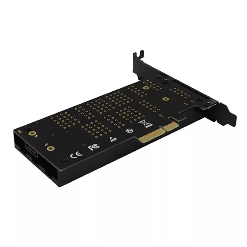 Axagon PCEM2-DC PCIe x4 - M.2 NVMe M-võti + SATA B-võti pesa adapter jahutiga, SP ja LP
