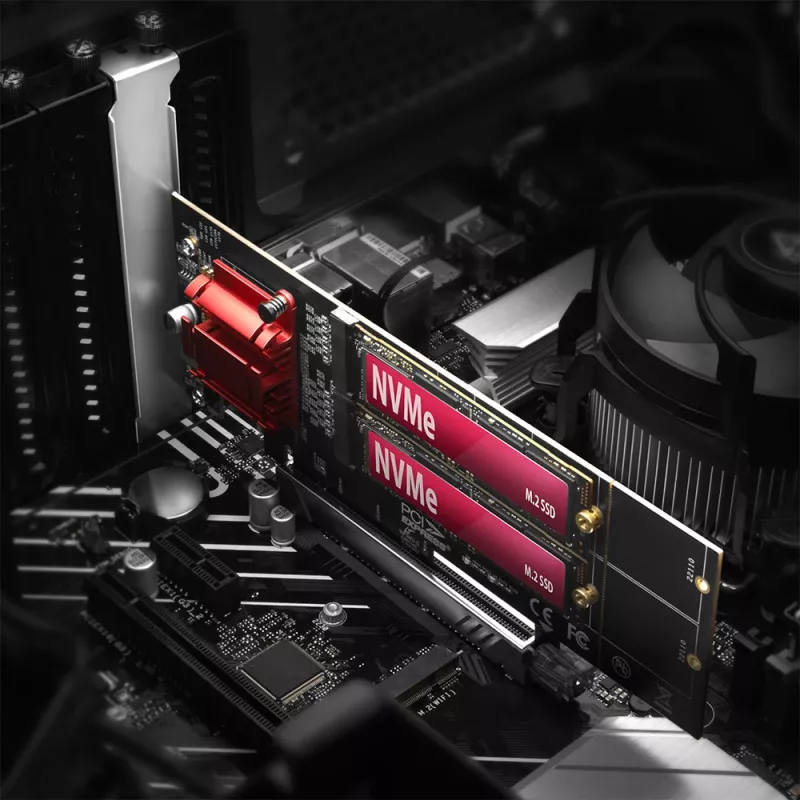 Axagon PCEM2-ND PCIe x8 - kahe M.2 NVMe M-võtmega pesa adapter, RAID, andmelüliti, koos SP ja LP